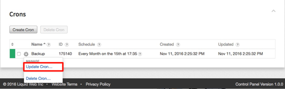update cron highlighted