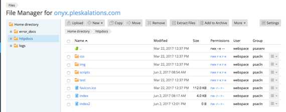 httpdocs directory in File Manager