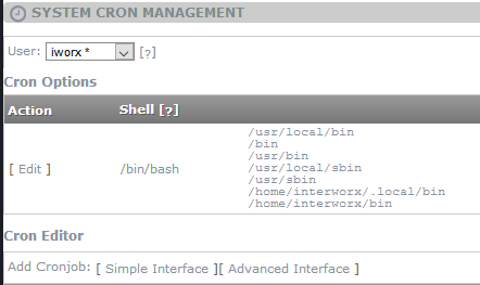 cron management screen