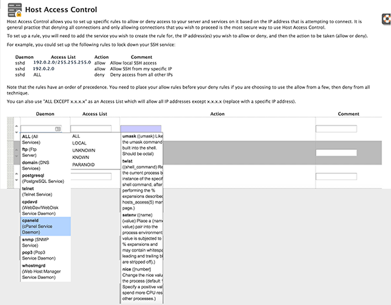 Host Access home page showing dropdowns