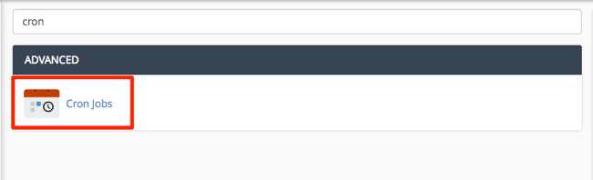 cron jobs button highlighted