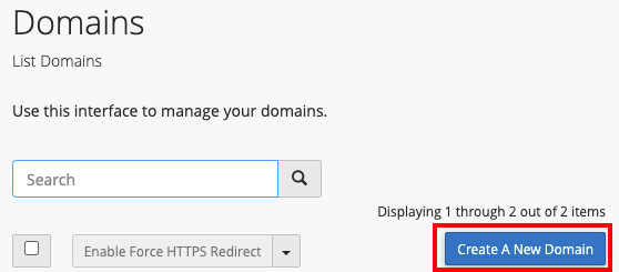 create new domain link