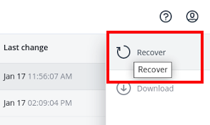 recover link highlighted