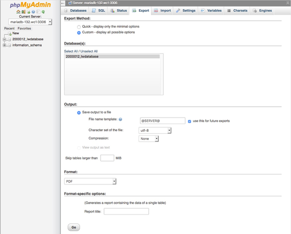custom export selected