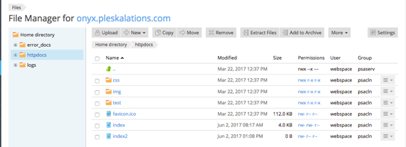 httpdocs directory in File Manager