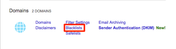blacklist link highlighted