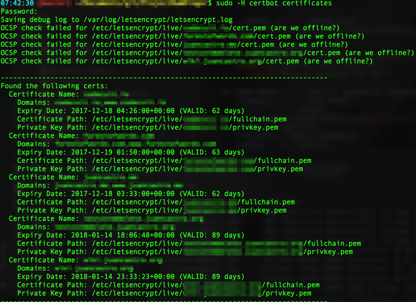command line certificate list