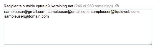 mailboxes outside of domain entered