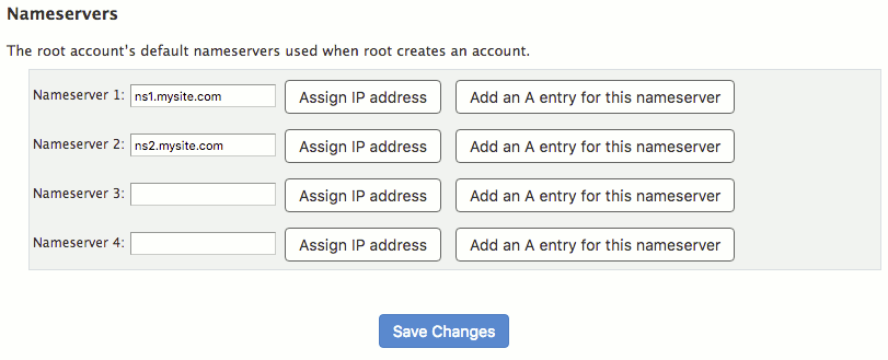 add an IP address for your nameservers
