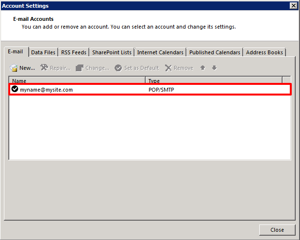 email account listing