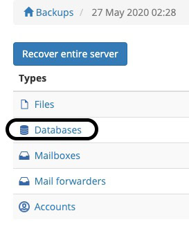 database product type highlighted