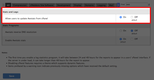 allow users to update awstats from cpanel