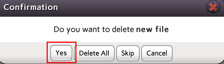 delete confirmation dialogue box