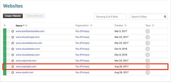 php bb site showing in site list