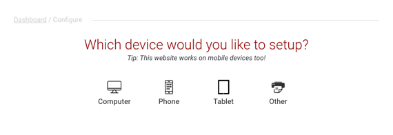 device setup home page