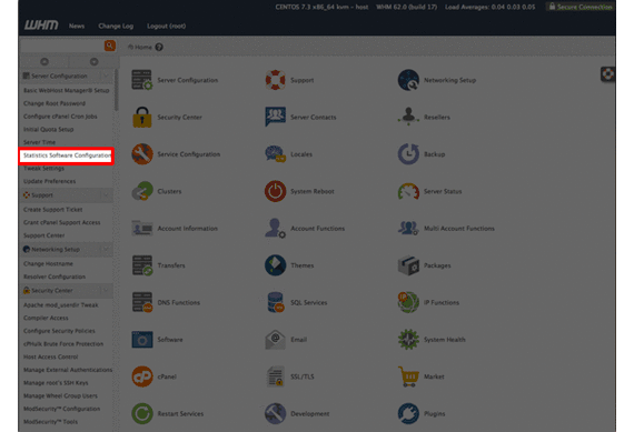 gif showing stats config link and home page