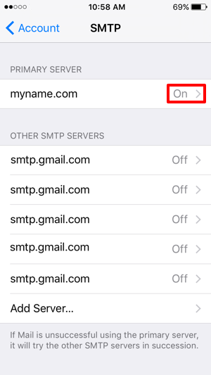 opening your mailserver settings