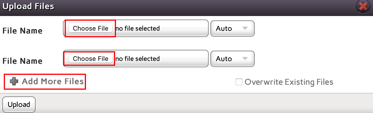 selection of multiple files displayed