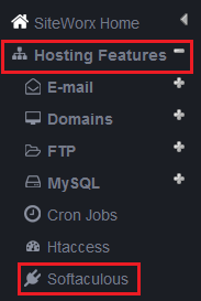 softaculous link highlighted