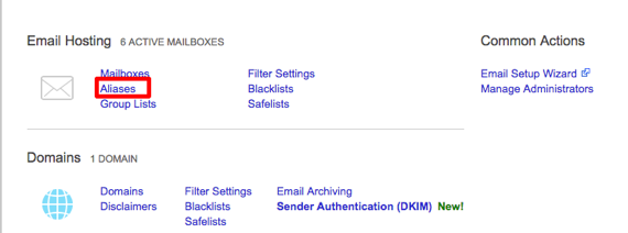 alias button highlighted