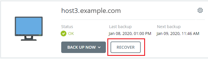 recover link highlighted