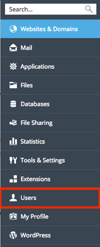 users highlighted in menu