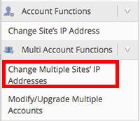 change multiple site's IP addresses highlighted in menu