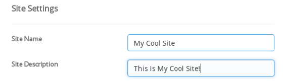 site name and description entered