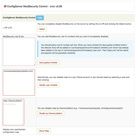 modsecurity control home page