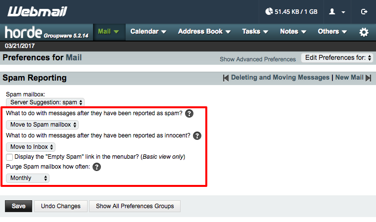 choosing spam settings