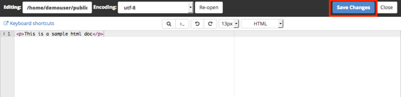 save changes button highlighted in editor
