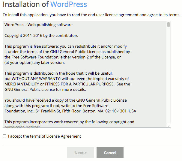 accepting the licensing agreement