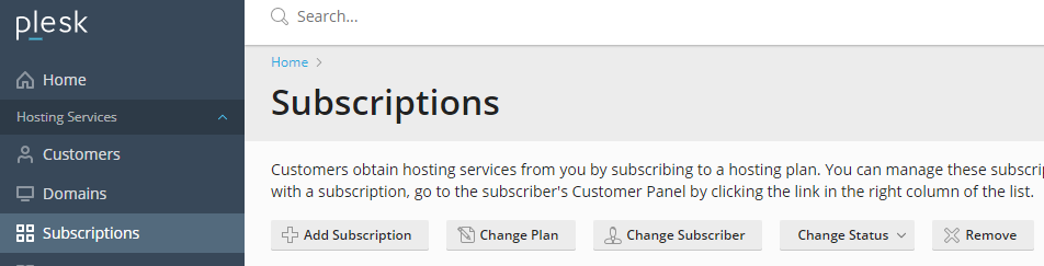 subscription management screen