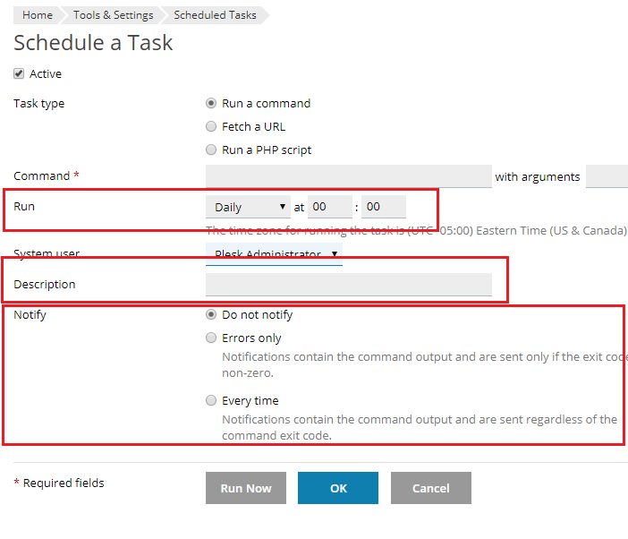schedule task screen
