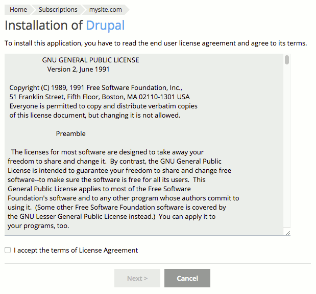 accepting the licensing agreement