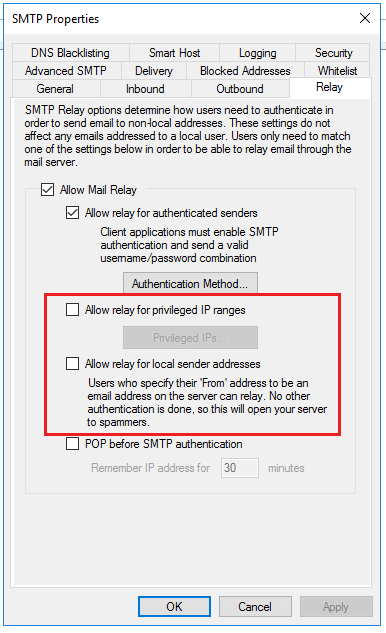open relay options highlighted
