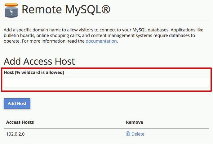 gif showing ip address entered in host section