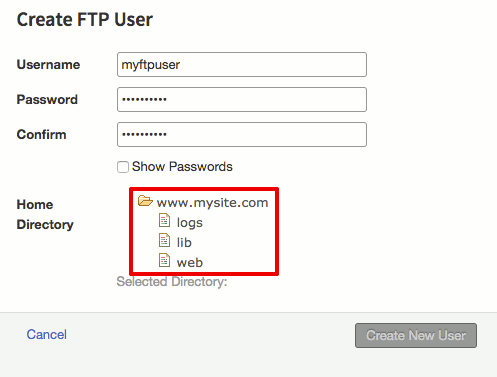 gif showing directory selection and create new user button highlighted