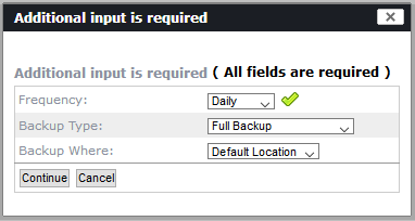 backup schedule detail screen