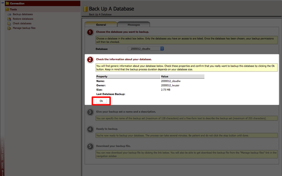 ok button highlighted