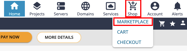 marketplace link highlighted