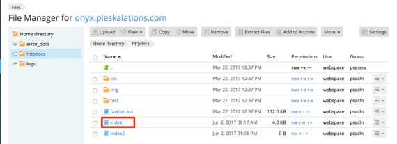 file name link highlighted