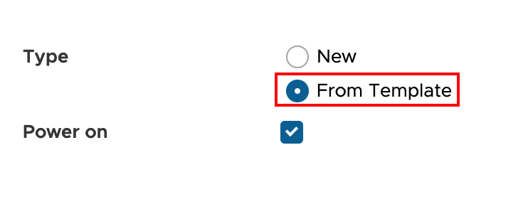 new vm from template radio button highlighted