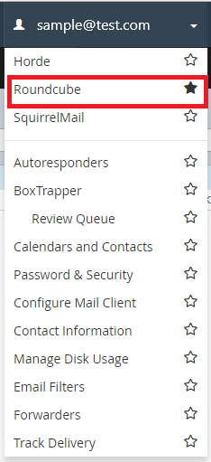 roundcube webmail selection