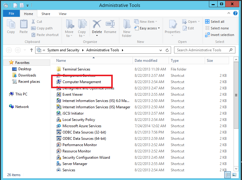 computer managment highlighted