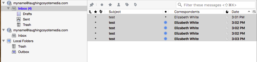 emails selected on source