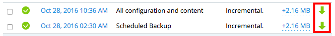 downloading a backup