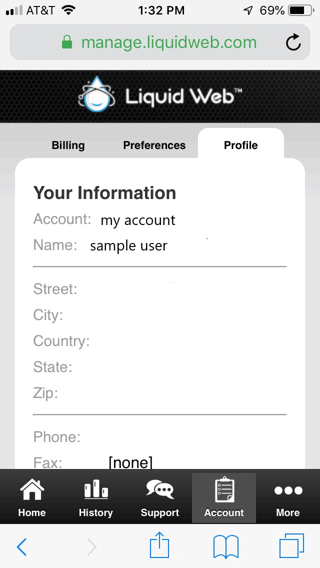 gif showing account information options