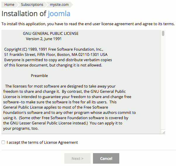 accepting the licensing agreement