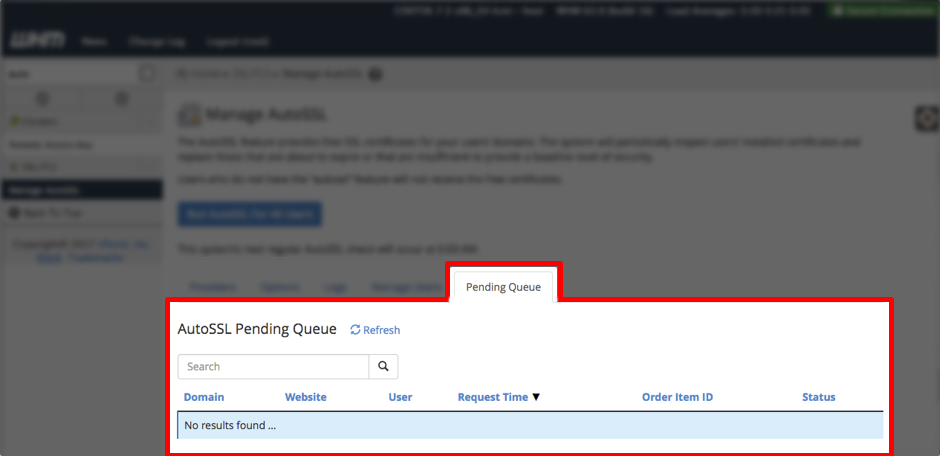 pending queue tab highlighted